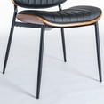 thumbnail image 5 of Noble House Mid-Century Upholstered PU Dining Chairs, Walnut Bentwood Back, Metal Tapered Legs, Black, Set of 2, 5 of 10