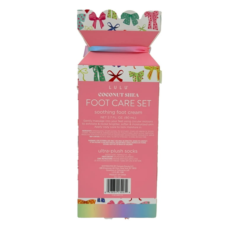 Lulu Foot Care Foot Cream and Sock Gift Set, Coconut Shea, 2