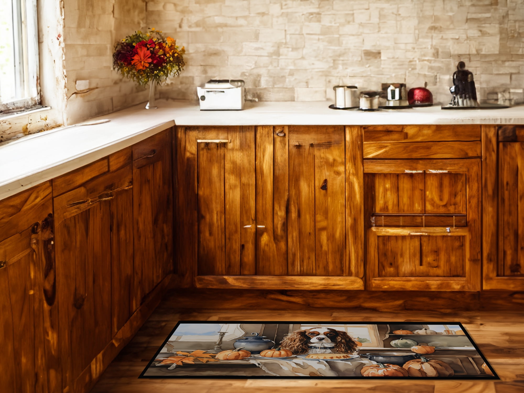 Cavalier Spaniel Fall Kitchen Pumpkins Runner Mat 28x58 58 in x 28 in