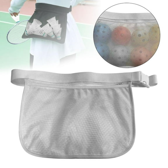 BAOSITY Tennis Ball Holder Carrying Bag,Mesh Storage Bag Golf Balls Fanny Pack for Storing Balls and Phones Workout Fitness Women Men White