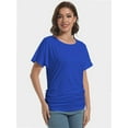 thumbnail image 6 of Womens Short Sleeve Boat Neck Side Shirring Dolman Drape Top, 6 of 6