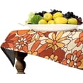 thumbnail image 4 of Boho Floral Tablecloth, Vintage 70s Hippie Bright Orange Flowers Groovy Abstract Print Table Cover for Party Picnic Dining Room Kitchen 60x102inch, 4 of 6