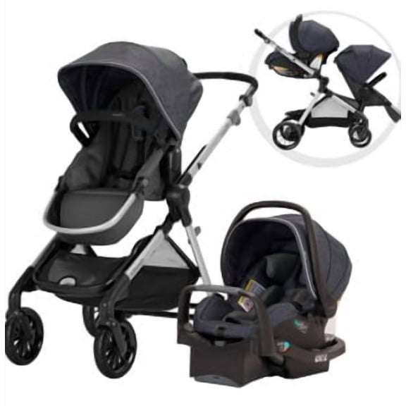 Evenflo Pivot Xpand Système de Voyage avec Litemax NXT Siège d'Auto pour Bébé Pivotant (Âge 0-5 Ans, Poids 3-55 lbs)