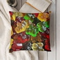 thumbnail image 3 of Cute Colorful Sweet Candy Gummy Realistic Print Pillow Covers Decorative Throw PillowSquare Couch Cushion Cover for Home Decor Sofa Living Room Bed Car Sofa, 3 of 5