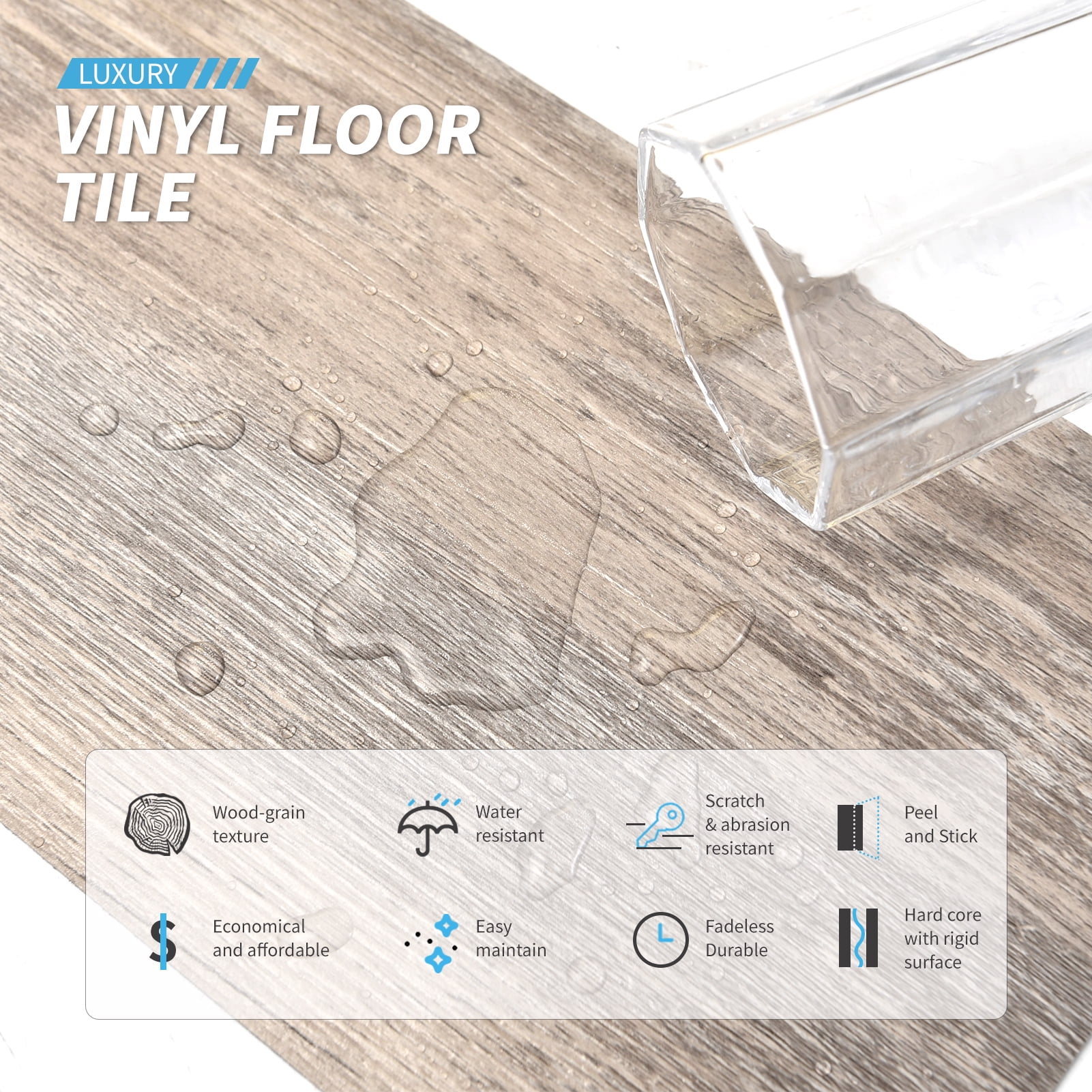 Self-adhesive 6" x 36" x 0.05" Luxury Vinyl Plank(36 pack)