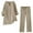 Khaki, variant on ZAZYULZ Women Suits Women's Solid Color Fashionable Casual Cotton And Linen Pocket Long Sleeved Shirt Tie Up Long Pants Set(Khaki,Xxxl)