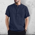 thumbnail image 2 of TAIAOJING Mens Shirts With Pocket Shorleeved Collar Casual Stand-Up Blouse, 2 of 5