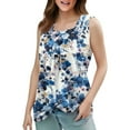 thumbnail image 5 of Women's Square Neck Floral Print Tank Top, Loose Fit Sleeveless Summer Blouse with Casual Chic Design,Blue M, 5 of 5