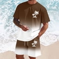 thumbnail image 2 of FUZHIQ Summer Beach Vacation Men's Gradient 2 Piece T-Shirt Shorts Set Tree Print Casual Loose Fit Crewneck Short Sleeve Daily Travel Outdoor Hawaiian Outfit,S, 2 of 5