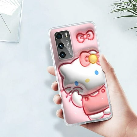 3D Vision Sanrio Hello Kitty Phone Case For Huawei P50 P40 P30 P20 Lite Mate 50 Nova 10 Y90 Y61 Y70 Plus 9 Pro 5T Transparent