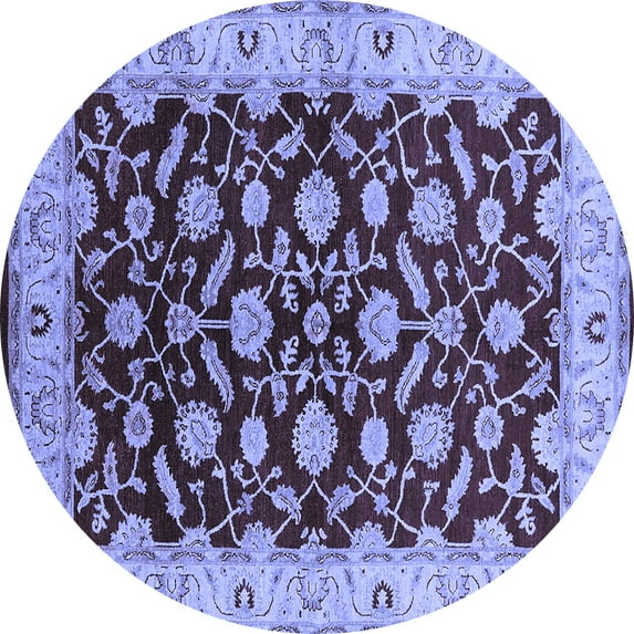 Ahgly Company Indoor Round Oriental Blue Traditional Area Rugs, 4' Round