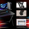thumbnail image 6 of HomCom 55 inch Gaming Desk Racing Style Computer Office PC Gamer Workstation with Elevated Monitor Stand, Headphone Hook, Black, 6 of 9