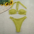 thumbnail image 2 of UTSJKR Women's Twisted Ruched Bikini Sets Two Piece Swimsuits Sexy Halter Cheeky Bathing Suits for Summer Beach Green M, 2 of 4