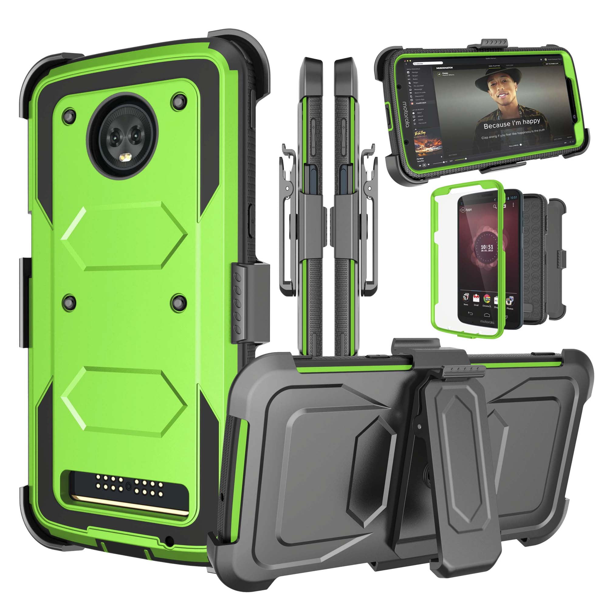 Motorola Z3 Play Case, Moto Z3 Play Holster Belt, Z3 Play Clip, Phone