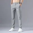 thumbnail image 2 of Pantalones de verano finos para hombre, pantalones casuales rectos para hombre, pantalones clásicos a rayas de talla grande, moda 2024, nuevos en oferta de poliéster de alta calidad, 2 of 5