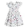 thumbnail image 4 of LILIYA Girls Back to School Print Dresses Flutter Sleeve Clothes Comfortable Lightweight School Outfits Party Dress Pencils, Bookworm, School Bus，Glue,Tellurion,Blackboard Dresses, 4 of 4