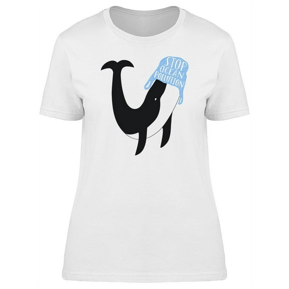 Whale And Blue Plastic Bag T-Shirt Women -Image by Shutterstock, Female Medium