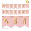 Blush Pink and Metallic Gold Confetti Polka Dots, Hanging Pennant Party Banner with String, Bridal Shower, 5-Feet, 1 Set
