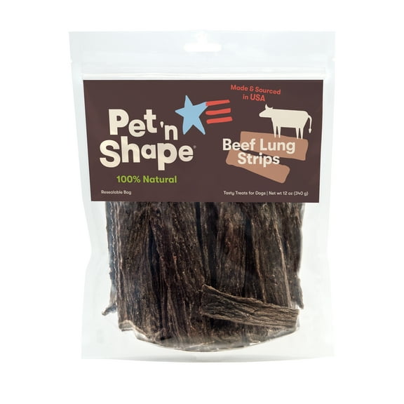 Pet 'n Shape Beef Lung Strip Dog Treats – Made and Sourced in The USA - Natural Healthy Treats, 12 Ounce