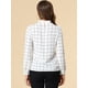 thumbnail image 5 of Camide cuadros de cuadrícucon cuello de pajaripamujer Blusas de trabajo de oficiblanco XL, 5 of 6