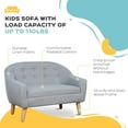 thumbnail image 5 of Qaba 2-Seat Kids Sofa, Toddler Sofa Couch, Linen-Like Fabric and Wooden Frame Sofa Chair for Ages 3-7, 11" High Seat, Gray, 5 of 9