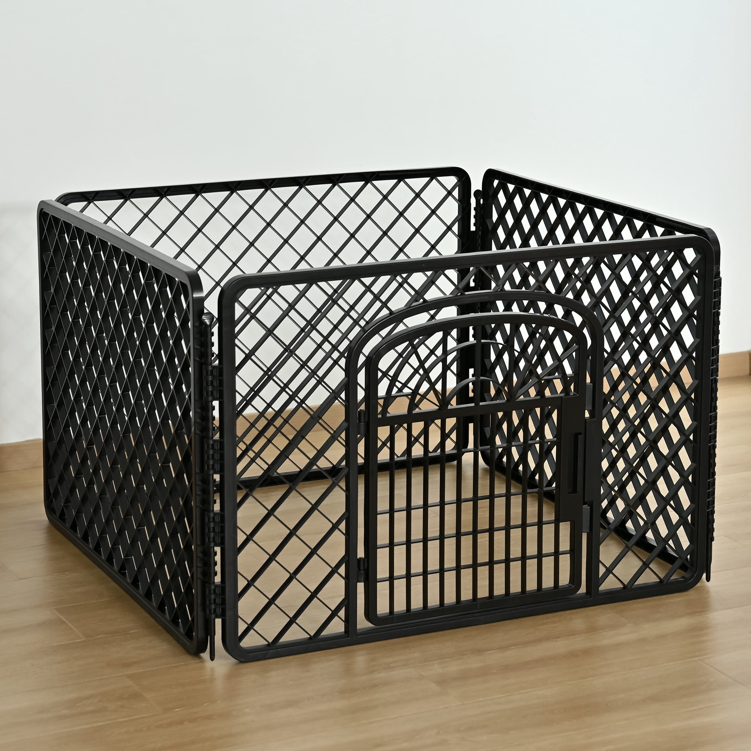 Vibrant Life 4-Panel Plastic Playpen for Dogs, Black, 24"