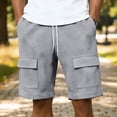 thumbnail image 2 of Lovzfmll Casual Sports Elastic Waist Multi-Pocket Shorts for Men, Cargo Style Waffle Athletic Bermuda Shorts Dark Gray, S, 2 of 6