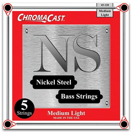 ChromaCast Nickel Steel 5-String Bass Guitar Strings, Medium Light