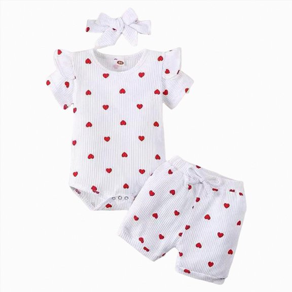 Leey-World Baby Girl Summer Outfits Newborn Ribbed Knit Romper Skirt Set Infant Ruffle Bodysuit Toddler Dress Summer Clothes(White,0-3 Months)
