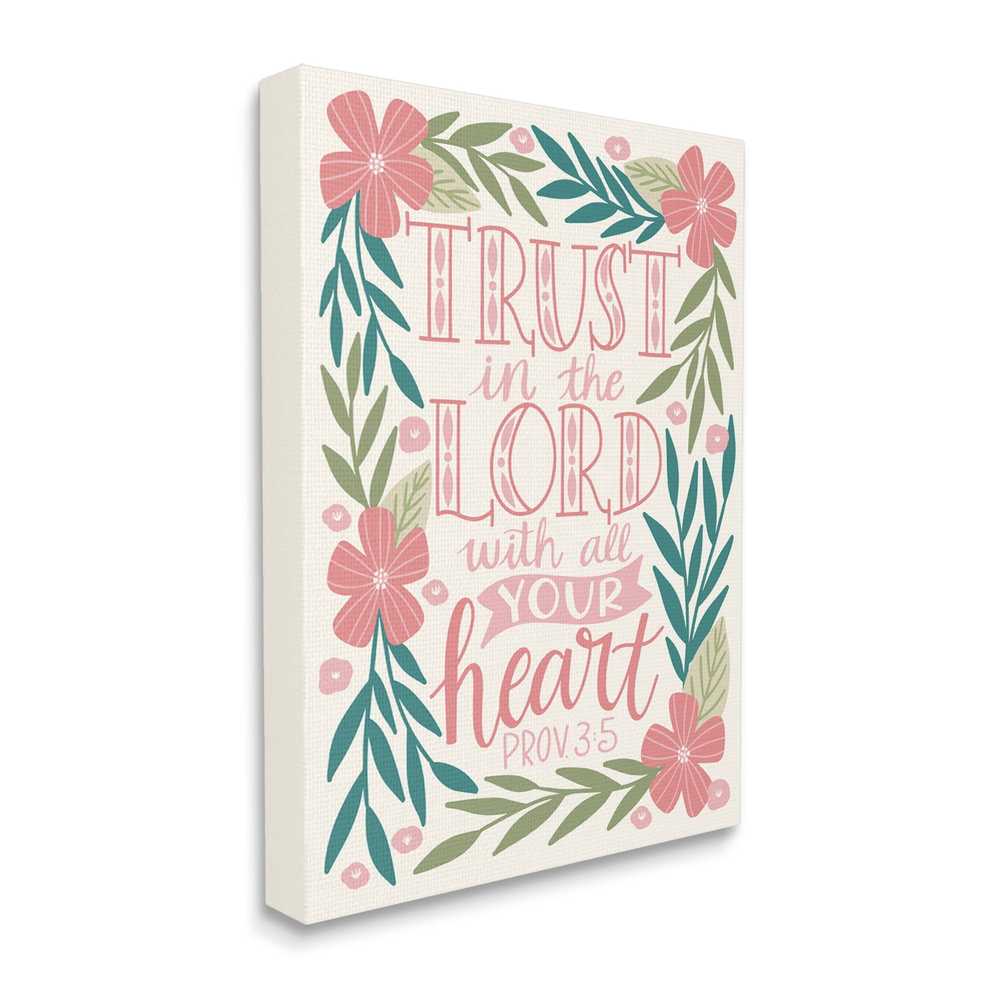 Stupell Industries Trust The Lord Religious Proverb Floral Leaves Border Canvas Wall Art, 16 x 20, Design by Taylor Shannon Designs