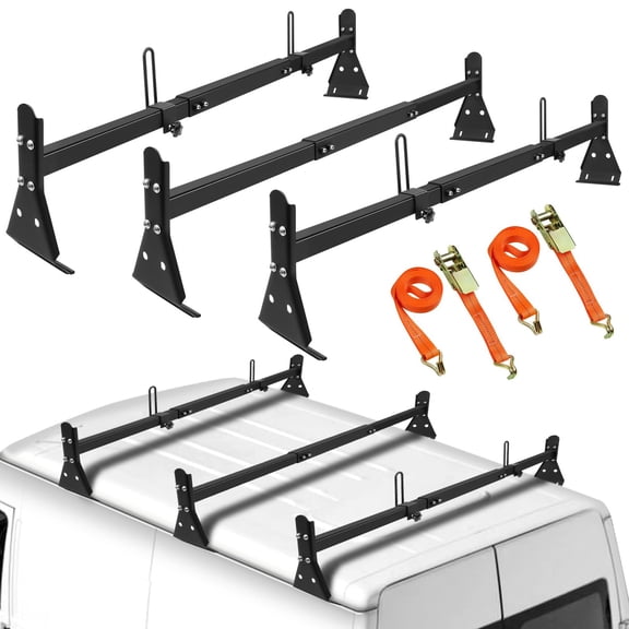 Fullsize Van 3 bar Ladder Roof Rack Steel 800LB Rack For Chevy Express 96-23