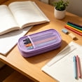 thumbnail image 2 of Clear Mesh Pencil Bag,Large Capacity Zipper Pencil Case with Elastic Band Pen Holder for Stationery Supplies Storage,Aesthetic Pencil Pouch for Teenager,Purple, 2 of 7