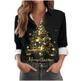thumbnail image 2 of Uootdi Christmas Blouses for Women Dressy Casual Button Down Long Sleeve Shirts for Women Collared Cute Christmas Printed Gift T ops Business, 2 of 5