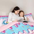 thumbnail image 4 of Castle Fairy Baseball Print King Size Comforter Sets 3pcs, Geometric Stripes Ice Cream Drip Comforters King Size, Pink Blue White,Pink Reversible,1 Comforter and 2 Pillowcases, 4 of 6