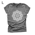 thumbnail image 1 of Camiseta de mujer Blusa de verano con cuello redondo y manga corta floral, gris claro, L Jumpingount AP002559-09, 1 of 5