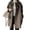 Coffee, variant on Fall Winter Women Jacket Button-down Round Neck Loose Long Sleeves Straight Woolen Coat Mid Length Pure Color Outerwear for Commuting Dating And Prom
