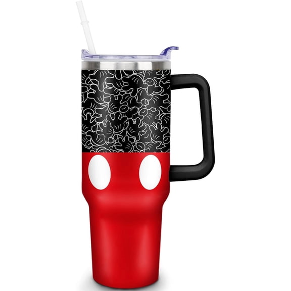 40 oz Tumbler with Handle and Straw, Double Wall Vacuum Insulated Stainless Steel Tumbler with straw, 100% Leak-proof Water Bottle, Travel Mug Coffee Cup, Gift for men and Women