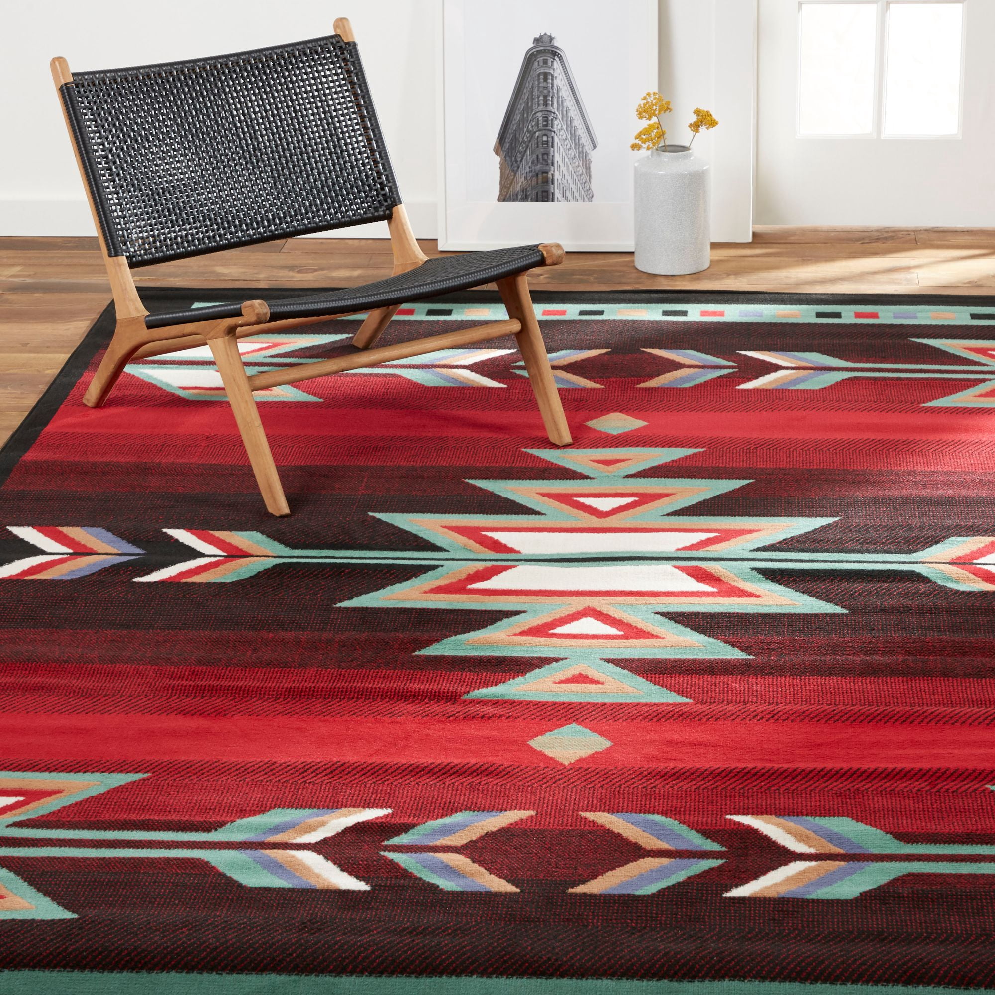 Home Dynamix Premium Sagrada Southwestern Geometric Area Rug, Black/Red, 5'2"x7'4"