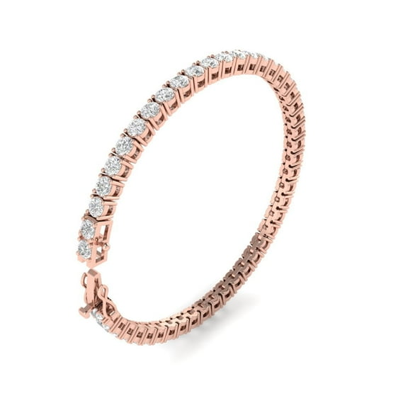 3.10 ct Lab Grown Diamond 14k Rose Gold Plated Tennis Bracelet Fine Jewelry for Unisex Gifts | Diamond Round Cut Bracelet | 14k Gold over 4 Prong Tennis Bracelet Gifts for Unisex