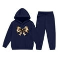 thumbnail image 6 of Piuwrlz Kids Sweatsuits Sets 2pcs Girls Jogger Set Pocket Round Neck Sweats and Sweatpants Dark Blue Size 11 Years, 6 of 7