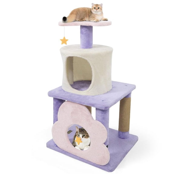 Topcobe 31.5" Cute Modern Cat Tower Multi-Level Kitten Tree, Cat Condo, Cat Towers for Indoor Cats-Purple