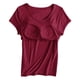 thumbnail image 5 of Camisola de manga corta para mujer con almohadilla para el pecho, sin aros de acero, ropa interior para yoga, camiseta deportiva, sujetador de yoga, pijama de poliéster para mujer, 5 of 7