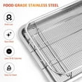 thumbnail image 3 of Air Fryer Basket for Oven, 2 Set Stainless Steel Air Fryer Pan and Crisper Tray, Non-Stick Oven Fryer Basket for Baking and Crispy Foods Chicken, French Fry and Frozen Food (11.8 x 15.7 inch), 3 of 7