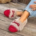 thumbnail image 2 of Rokment Womens Winter Snow Boots Fashion Bow Suede Fuzzy Slip on Ballet Flat Dress Walking Loafers Cozy Ankle Booties for Bride Wedding Red Size 8.5, 2 of 5