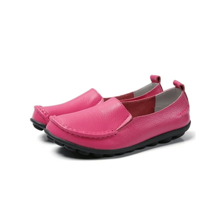 

Crocowalk Women s Slip on Leather Loafers Comfortable Driving Casual Flat Shoes Silver Size 4-13
