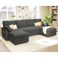 thumbnail image 6 of Roomy Homy Sleeper Sofa, 110″ Oversize Pull Out Bed with 2 Storage Chaise for Living Room, Grey Boucle, 6 of 6