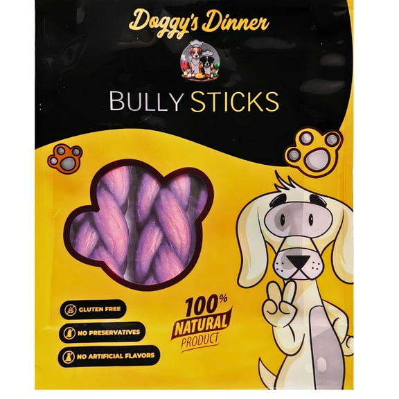 Doggy's Dinner Natural Grain Free Bully Sticks for Dogs, Jumbo 6 Inch