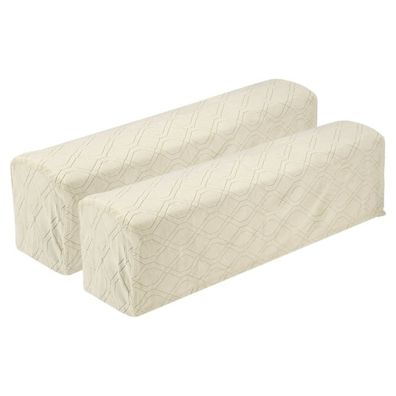 2Pack Diamond Pattern Stretch Armrest Covers, Armchair Slipcovers, Cream