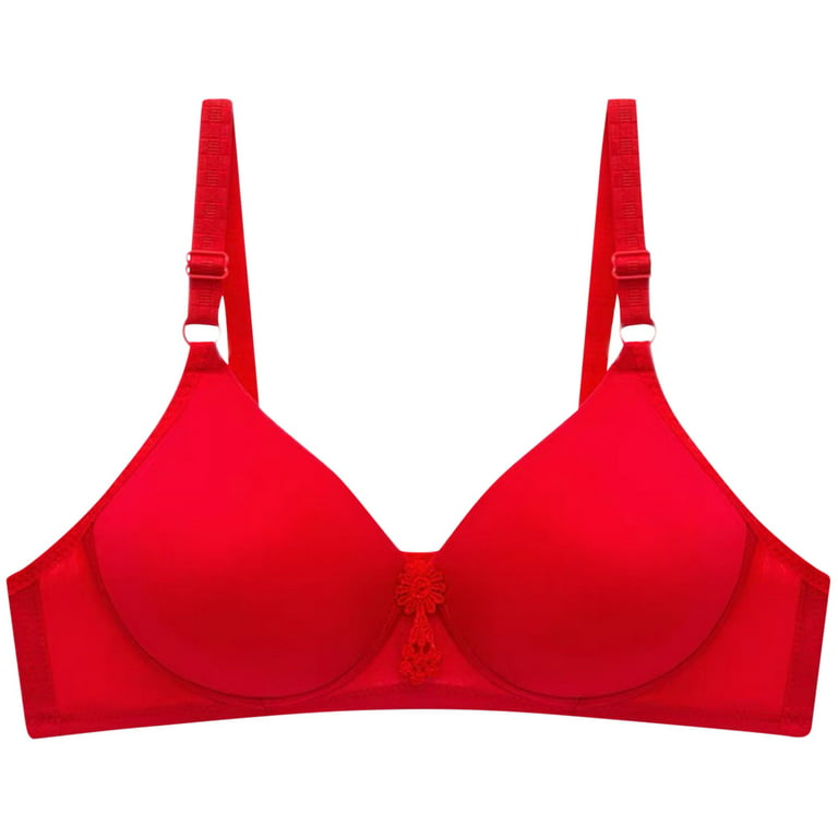 REORIAFEE Stylish Bra for Seniors Bra Women Bra Plus Size Breathable Push  Up Underwear Wireless Bra Daily Bra Red M
