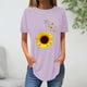 thumbnail image 2 of Tops de Verano de las Mujeres Suelto Ajuste Girasol Impresión Cuello Redondo Suelto 3/4 Manga Superior, Tops de Moda de las Mujeres, 2 of 3